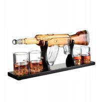 Zestaw Whisky Karafka Kałasznikow Karabin Ak-47 Pistolet 4 Szklanki Kostki