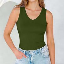 Women's Sleeveless V Neck Tank Top Casual Summer Basic Stretchy Fit Soft Fabric Lightweight Layering Shirt XL