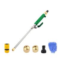 High Pressure Water Gun Garden Hose Nozzle with Adjustable Spray Wand and Multiple Brass Nozzles for Car Washing and Outdoor Cleaning Tools One Size žalia