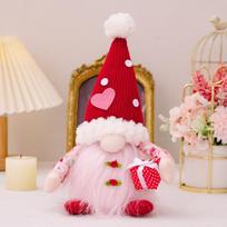 Žavinga rožinė meilės gnomo lėlė iš minkšto audinio, puikiai tinkanti romantiškam namų dekorui Pink Knit Hat Male