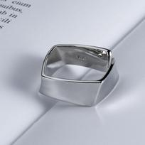 Vintage Hong Kong Square Geometric Ring For Women Minimalist Chic Temperament Band Adjustable opening platina