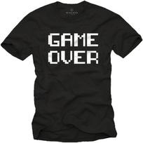 Men's Retro Video Gamer Game Over Pixel Graphic Black Tee S įvairiaspalvis