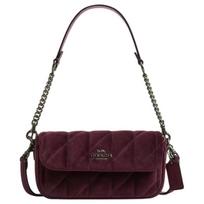 COACH Hailey 20 Flap Embossed Velvet and Smooth Leather Crossbody Shoulder Bag Small Women's Burgundy raudona
