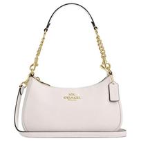 COACH Teri 25 Metal Logo Zip Closure Pebbled Leather Crossbody Shoulder Bag Medium Women's Chalk White auksas