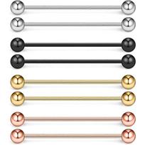 8pcs Industrial Piercing Barbell Set 316L Surgical Steel 38mm 14G Cartilage Ear