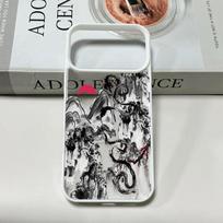 Chinese Ink Dragon Phone Case for iPhone 17/16/15/14 Plus/13/12/11 Pro Max X/XS/XR/7/8 Plus/SE2020 Double Color Soft TPU Cover iPhone17 balta