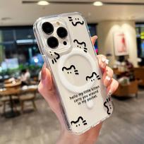 Cute Cat For Magsafe Wireless Charger Case For Samsung A56 A16 A55 A54 A35 A25 A36 A26 A06 S25 Ultra S23 S24 FE Magnetic Cover Galaxy S24 Ultra
