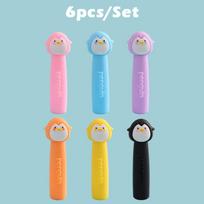 6pcs/12pcs Cute Penguin Shape Pencil Nib Protector Soft Rubber Pen Cap Pencil Tip Protective Case School Office