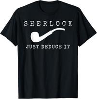 Just Deduce It with Pipe Novelty Sherlock Holmes T-Shirt S įvairiaspalvis