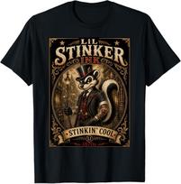 Lil Stinker Ink Vintage Tattoo Skunk Design 1870s Style T-Shirt S įvairiaspalvis