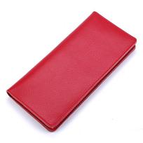 Women Wallets Ultra-Thin Genuine Leather Wallet - Long Clutch, Coin Pouch & Card Holder 19.6 * 10 * 2.5CM raudona