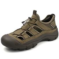Hollow Out Summer Men's Sandals Ultra-light Mens Casual Shoes Outdoor Male Besch Shoes Anti-collision Toe Roman Shoes Sneakers 38 ruda