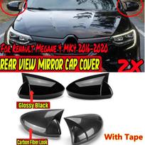 Glossy Black/Carbon Fiber Car Side Wing Rearview Mirror Cover Cap For Renault Megane 4 MK4 2016- Bat Rear View Mirror Cover Glossy Black