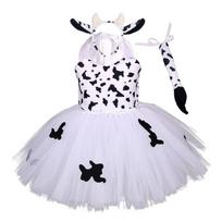 Girls Cow Tutu Dress Outfit Zoo Animal Kid Christmas Costumes Toddler Baby Girl Performance Birthday Jungle Party Dress 7T8T