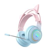 Wireless cat ear gaming headset, with retractable microphone, 7.1 surround sound, 20 hours of working time, stereo sound headset