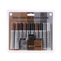 21 Pcs Wood Stain Touch-Up Restore Marker Wax Sticks with Sharpener Wood Floor Scratch Repair Marker for Home Carpenters 1