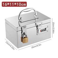 Stainless Steel Bank Password Lock-Box Financial Security Combination Lock/Padlock Cash Box Portable