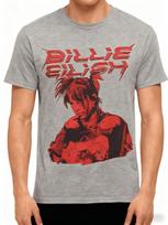 Billie Eilish Red Portrait Printed Casual Fashion Summer Tshirt for Unisex and Women Loose Oversized Retro Pure Cotton Tshirt S