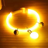 Adjustable Size LED Dog Collar Multi-Color Light Detachable Pendant USB Rechargeable Collar Bright LED Fiber Optic Material (Yellow,length 65cm) geltona