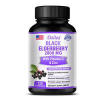 Black Elderberry Dietary Supplement, With Vitamin C, Quercetin, 120 Capsules Per Bottle 120 Capsules
