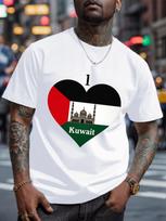 Unisex I Love Kuwait  Graphic T-Shirt Crew Neck Short Sleeve New Fashion Heart & Flag Design Casual Comfort Fit Casual Tee S įvairiaspalvis
