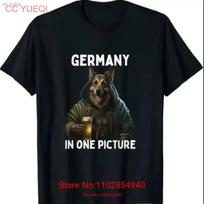 Germany In One Picture Funny German Shepherd Drinking Beer T Shirt Size S 5XL Vintage Washed Stretched Comfortable Unisex Soft S įvairiaspalvis