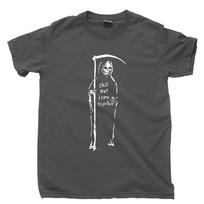 Grim Reaper Drinking Beer  Ring Necklace Poster Hood Death Mask Robe Tee Unisex T-Shirt S įvairiaspalvis