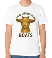 Easily Distracted By Goats Funny Unisex Farm Animal Graphic Unisex T-Shirt S įvairiaspalvis
