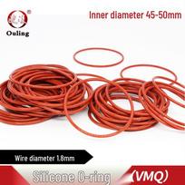 Eco-Friendly Red Silicone O-Ring, 45-50mm Inner Diameter, 1.8mm Thickness, with Excellent Elasticity 45*1.8mm (5 pcs) Red Silicone O-ring