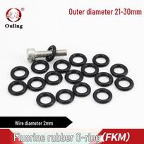 Ozone Resistant Black FKM O-ring, Outer Diameter Options: 21-30mm, 2mm Thick OD 21*2mm (5 pcs) Black Fluororubber O-ring