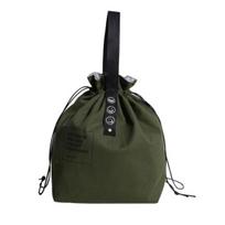 Bento Bag Adjustable Wide Opening Canvas Drawstring Design Lunch Handbag Picnic Accessories armijos žalia spalva