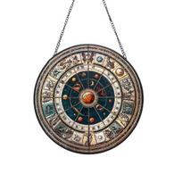 Colorful Acrylic Suncatcher Astrology Wheel Zodiac Window Hanging Decor Stained Glass Effect Sun Catcher Panel for Home Garden Decor 15cm