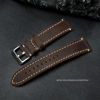 Retro Apple Watch Strap for iWatch 9/8/7, Samsung & Huawei - Crazy Horse Oil Wax Leather 22mm