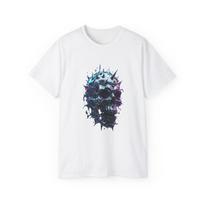 Spiky Neon Skull Tee | Grunge Goth Skull Shirt S įvairiaspalvis