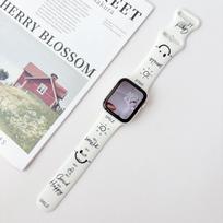 Compatible with Apple Watch Series 11, 10th Gen, iWatch 9-6, SE Smiley Face Silicone Band ULTRA 38/40/41mm balta