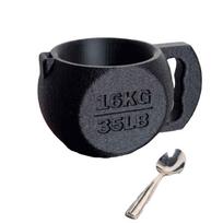 3D Printed Kettlebell Shaped Ice Cream Cup Holder with Spoon Durable Design for Kitchen Tableware Novelty Dessert Serving Accessory One Size juoda