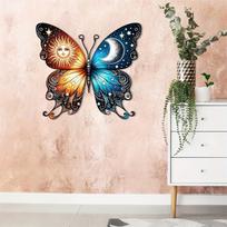 Butterfly Wall Art Metal Sculpture Sun and Moon Design Decorative Iron Wall Hanging Artwork for Living Room Bedroom Indoor Outdoor one size