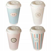 Kubki Papierowe Do Kawy 400Ml Sup Pastele + Wieczka 50Szt