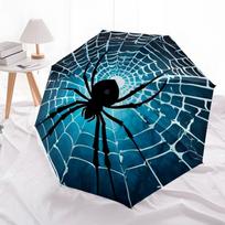 Blue Black Spider Web Print Umbrella, Foldable Windproof Sun Rain Umbrella