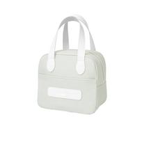 Insulated Lunch Bag Portable Small Size Handheld Bento Box Carrier Cooler Bag for Students and Office Use with Durable Handles and Zipper Closure one size smėlis