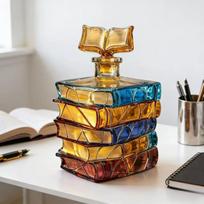 Creative Book-Shaped Glass Decanter High Borosilicate Glass Liquor Bottle Novelty Barware Decorative Display for Study Room Bar Accessories One Size