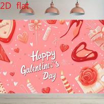 2D Pink Girly Galentine's Day Backdrop, Hearts & Gifts Background Cloth 47.2x31.5inch/120*80cm