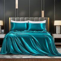 4-part luxurious Satin Lakan Set Teal King