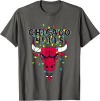 NBA Chicago Bulls Christmas Lights Holiday Logo T-Shirt S įvairiaspalvis