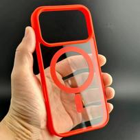 For Magsafe Magnetic Case For iPhone 17 Air 17Promax 16 15 14 Pro Max Plus 13 12 Mini 11 17Pro Phone Original Transparent Cover For iphone 17Promax raudona