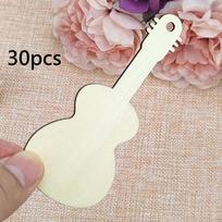 30Pcs Wooden Guitar Cutouts Wood Slices Creative Blank Pieces Ornaments for DIY Craft Writing