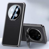 Case for Honor Magic7, Vegan Leather with Metal Lens Mount juoda