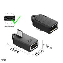 Data Transfer Micro USB OTG Adapter Elbow 90 Degree Mini USB to USB-A Converter Support Phone Tablet Charging Plug and Play