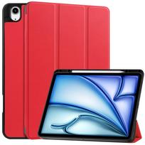 Tablet Case For iPad Air 13 (M2/M3)Tri-Fold Stack TPU Pen Slot Soft Case Stand Protective Cover for iPad Air 13 2024 raudona