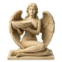 Goddess Statue Bird Feeder Retro Angel Figurine Garden Bird Feeder Artistic Outdoor Bird Feeder for Patio Backyard Porch Decoration A